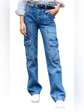 FRAME High-Rise Utility Straight Leg Cargo Jeans Women’s Size 26